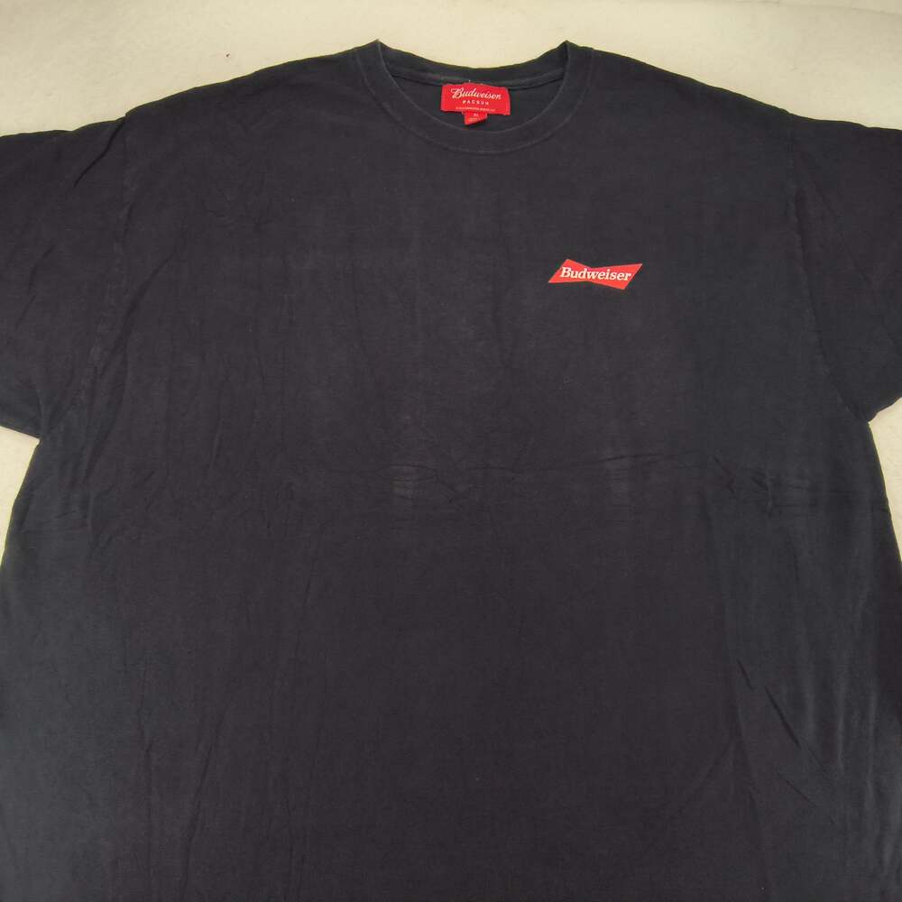 Budweiser Short Sleeve Crew Neck Graphic T Shirt Mens Size Extra Large XL Black